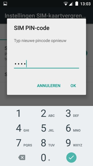 Bevestig uw nieuwe SIM PIN-code en selecteer OK