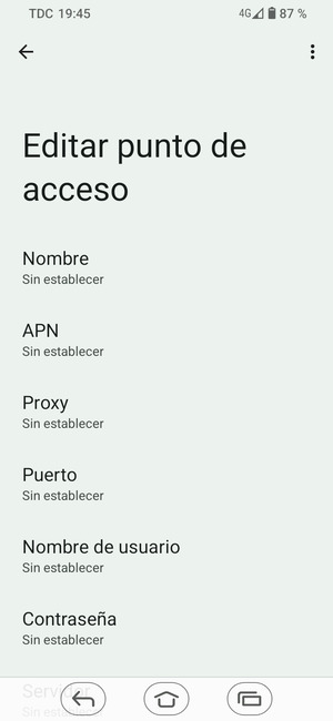 Introduzca la información de Internet