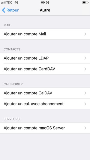 Sélectionnez Ajouter un compte Mail