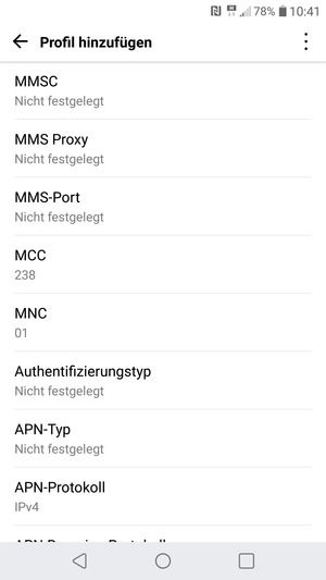 Scrollen Sie nach unten und geben Sie MMS-Informationen ein