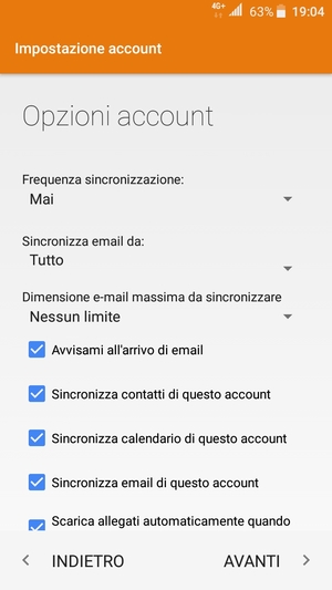 Seleziona AVANTI