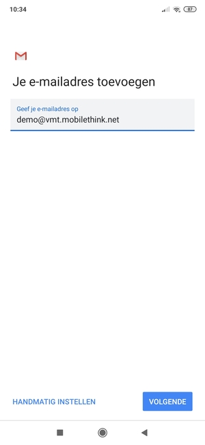 Voer uw e-mailadres in en selecteer VOLGENDE