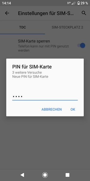 Geben Sie Ihre Neue PIN der SIM-Karte ein und wählen Sie OK