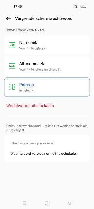 Uw telefoon is nu beveiligd met een schermvergrendeling