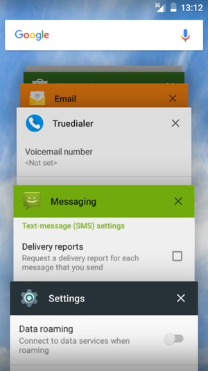 Select the X icon to close running apps