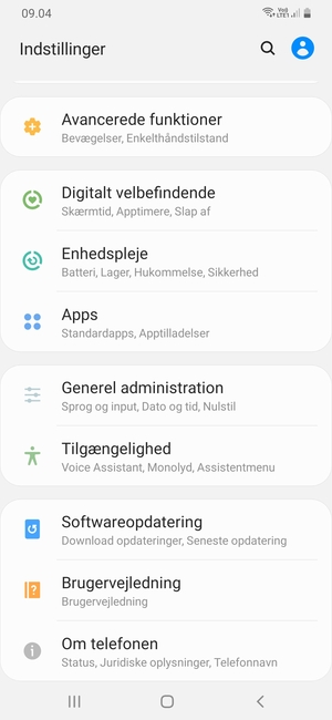 Scroll til og vælg Softwareopdatering