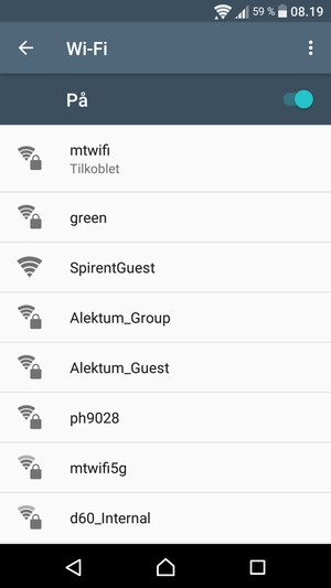 Du er nå koblet til Wi-Fi-nettverket