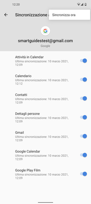 Seleziona Sincronizza ora