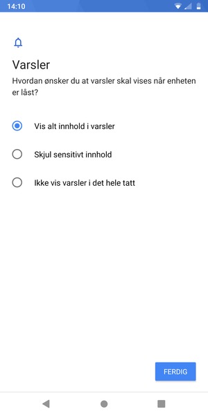 Velg ønsket alternativ og velg FERDIG