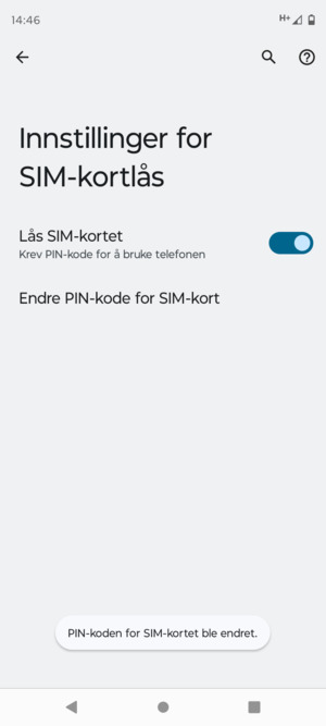 Din PIN-kode for SIM-kort er endret