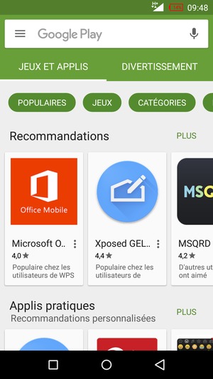 Sélectionnez la barre de Recherche