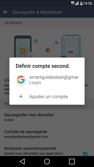 Sélectionnez votre compte de sauvegarde