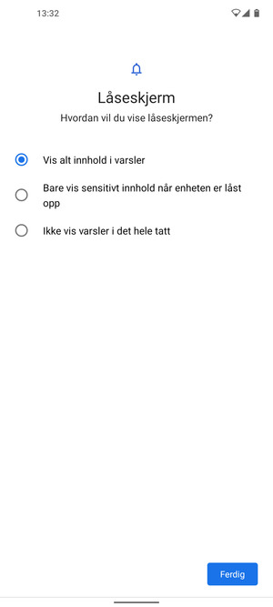 Velg ønsket alternativ og velg Ferdig