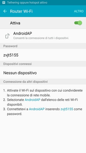 Il telefono è ora pronto per essere usato come modem