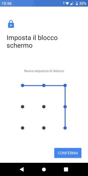 Disegna nuovamente la sequenza di sblocco e seleziona CONFERMA