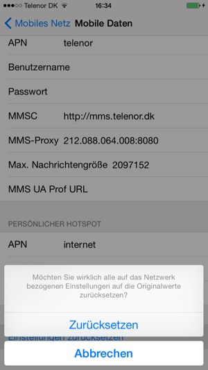 Wählen Sie Zurücksetzen