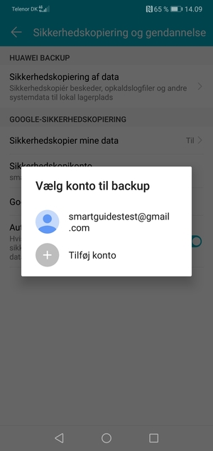 Vælg din sikkerhedskopi-konto