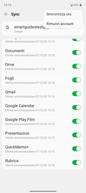 Seleziona Sincronizza ora