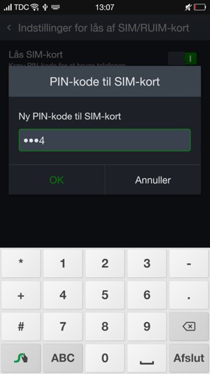 Indtast din Nye PIN-kode til SIM-kort og vælg OK