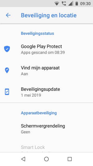 Om uw schermvergrendeling te activeren, ga naar het Beveiliging en locatie-menu en selecteer Schermvergrendeling