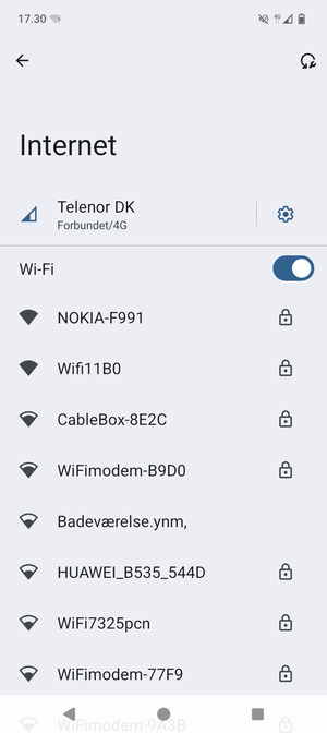 Vælg det trådløse netværk, du ønsker at oprette forbindelse til
