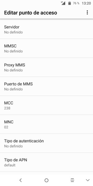 Desplácese hacia abajo e introduzca la información MMS
