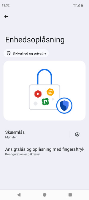 Din telefon er nu sikret med en skærmlås