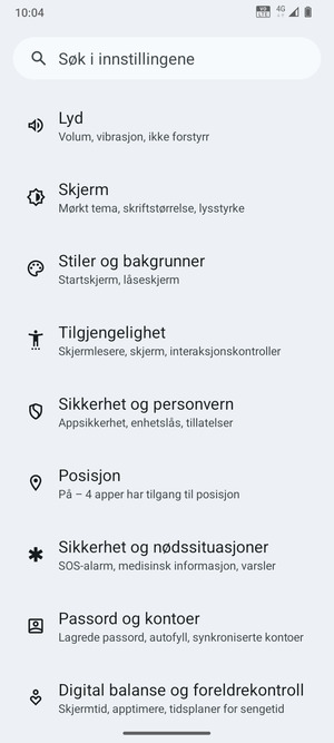 Bla til og velg Sikkerhet og personvern