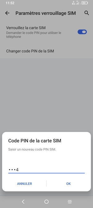 Saisissez votre Nouveau code PIN de la carte SIM et sélectionnez OK