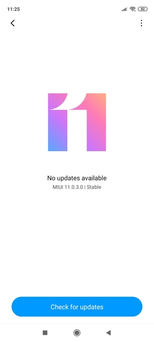If your phone is up to date, you will see the following screen