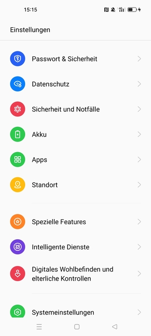 Scrollen Sie und wählen Sie Passwort & Sicherheit