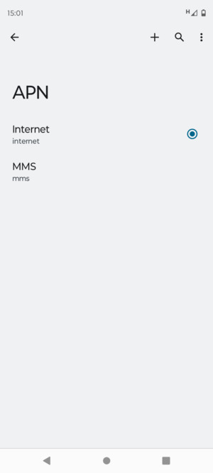 Seleccione el punto de acceso a Internet