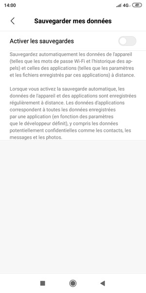 Activer le Activer les sauvegardes