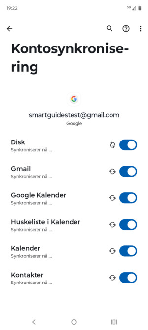 Din informasjon blir synkronisert