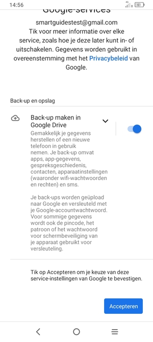 Scroll naar en selecteer Accepteren
