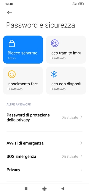 Il tuo telefono è ora protetto dal blocco schermo