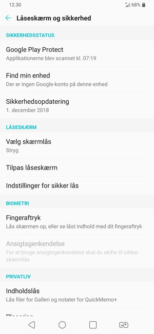 Vælg Vælg skærmlås