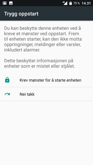 Velg ønsket alternativ