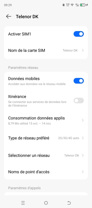 Faites défiler et sélectionnez Type de réseau préféré
