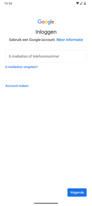 Voer uw Gmail adres in en selecteer Volgende