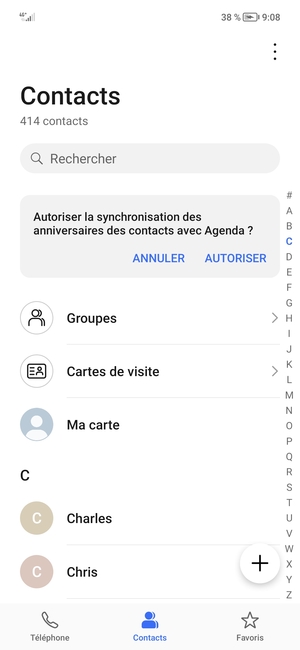 Sélectionnez le bouton du Menu