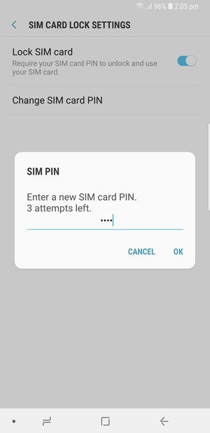 Enter your New SIM card PIN and select OK