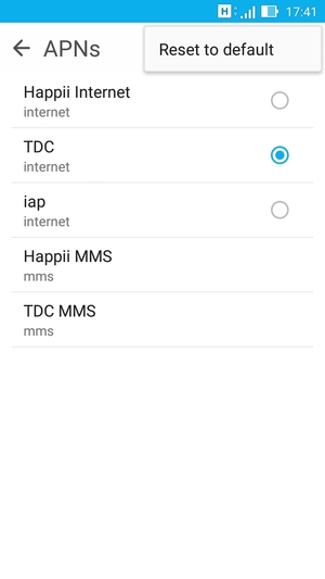 Select Reset to default