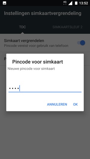 Voer uw Nieuwe pincode voor simkaart in en selecteer OK