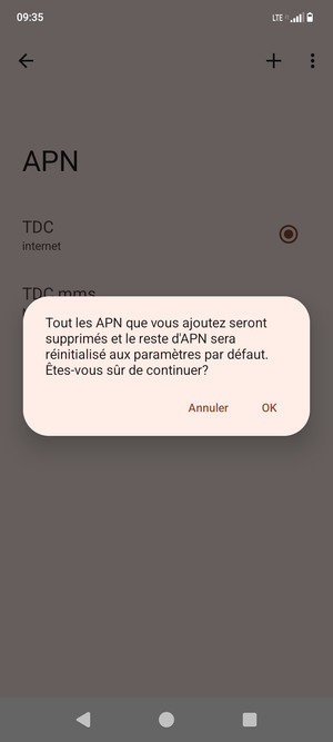 Sélectionnez OK