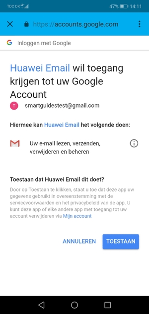 Selecteer TOESTAAN