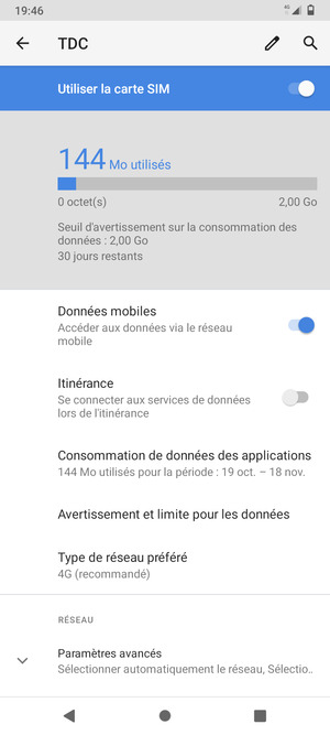 Sélectionnez Paramètres avancés