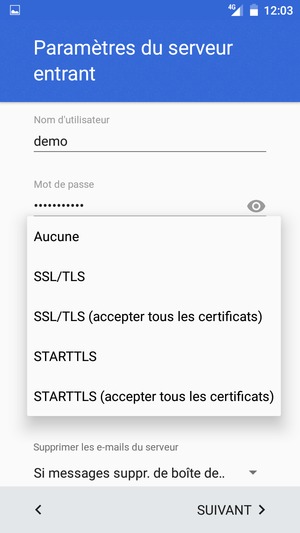 Sélectionnez Aucune puis SUIVANT