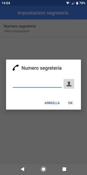 Inserisci Numero segreteria e seleziona OK