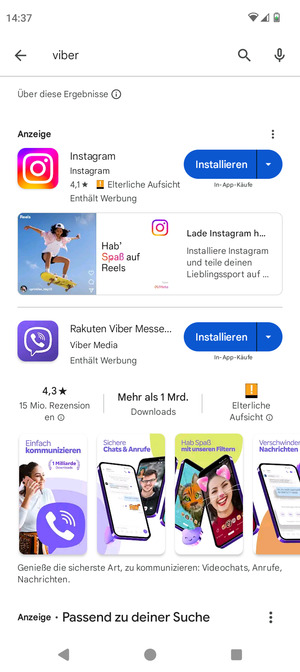Wählen Sie die App